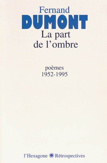Couverture du livre de Part de l'ombre-poèmes 1952-95 - papier format