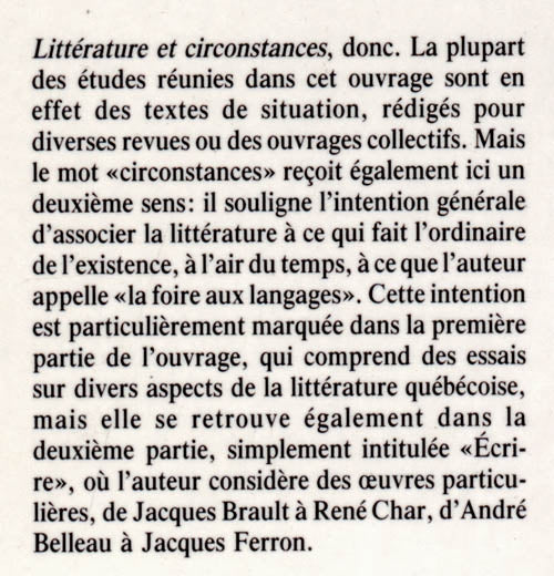 Couverture du livre de Littérature et circonstances - papier format