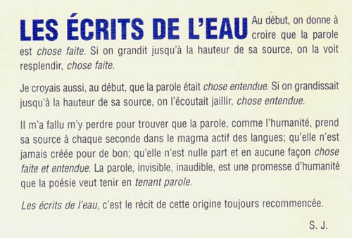 Couverture du livre de Les Écrits de l'eau - papier format