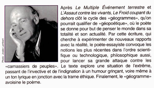 Couverture du livre de Le Froid coupant du dehors - papier format