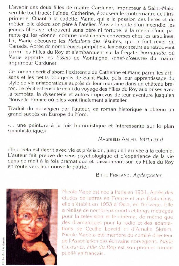 Couverture du livre de Marie Carduner fille du Roi - papier format