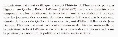Couverture du livre de LaPalme : la caricature et autres sujets sérieux : entretiens - papier format