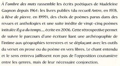 Couverture du livre de À l'ombre des mots : poèmes, 1964-2006 - papier format