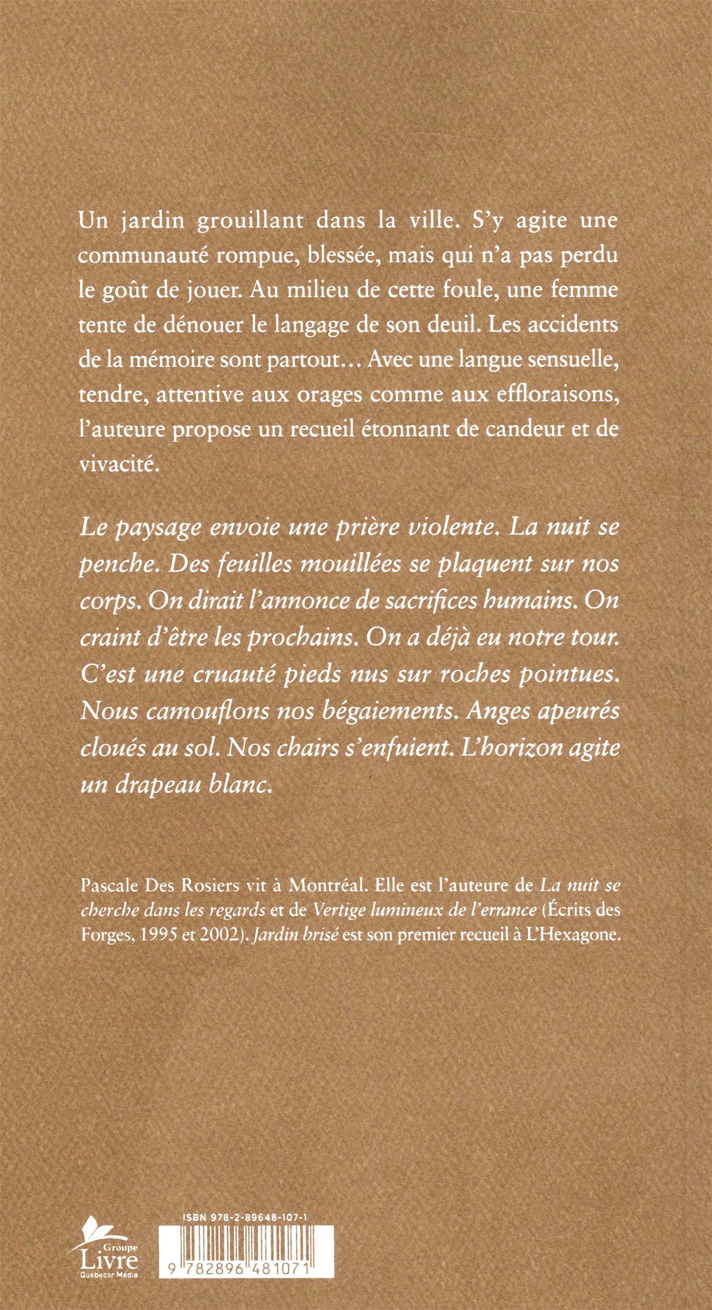 Couverture du livre de Jardin brisé - papier format
